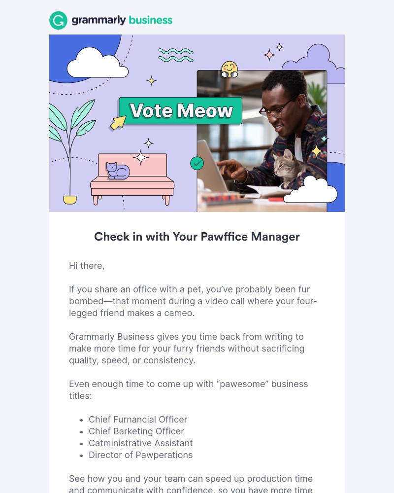 Grammarly - Give your pet a “pawesome” business title 🐾
