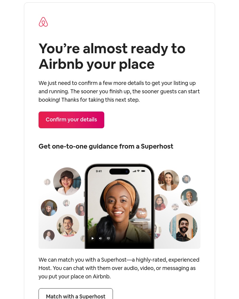 Airbnb - Great start! Let’s finish confirming a few details