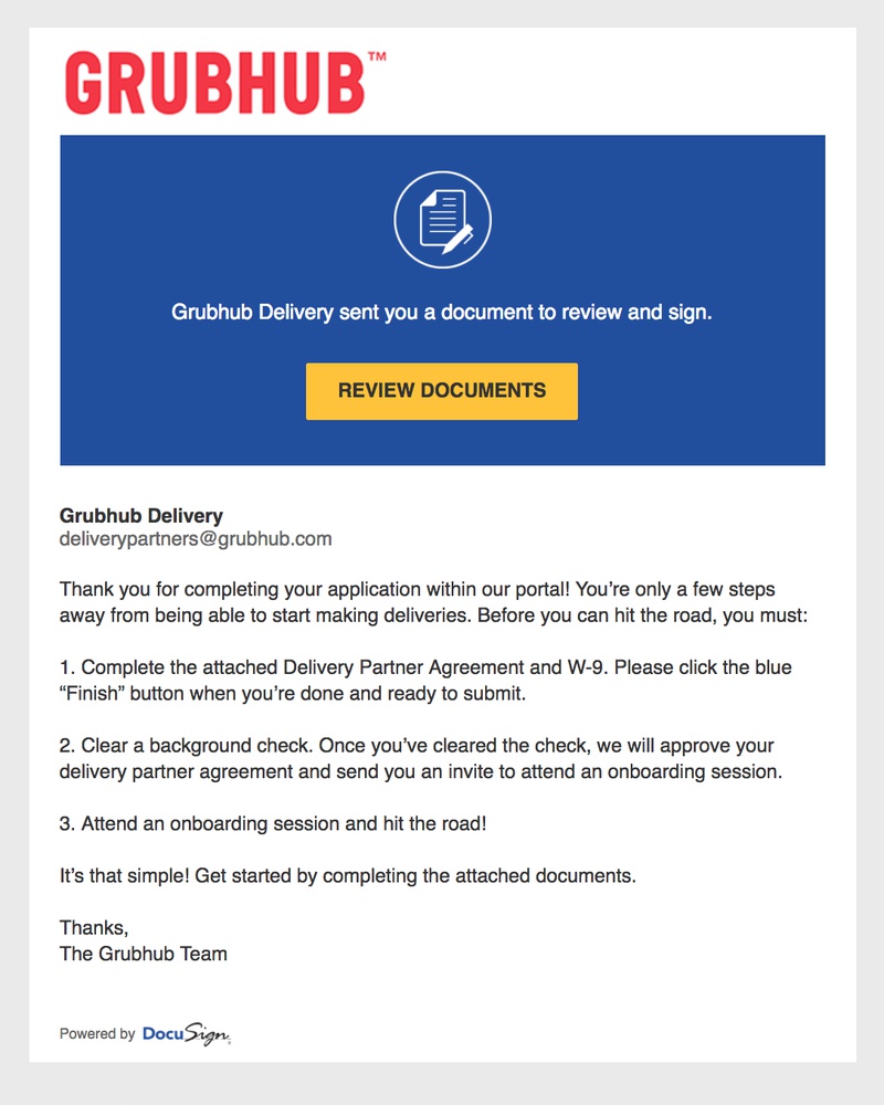 Grubhub - Grubhub Delivery Partner Agreement