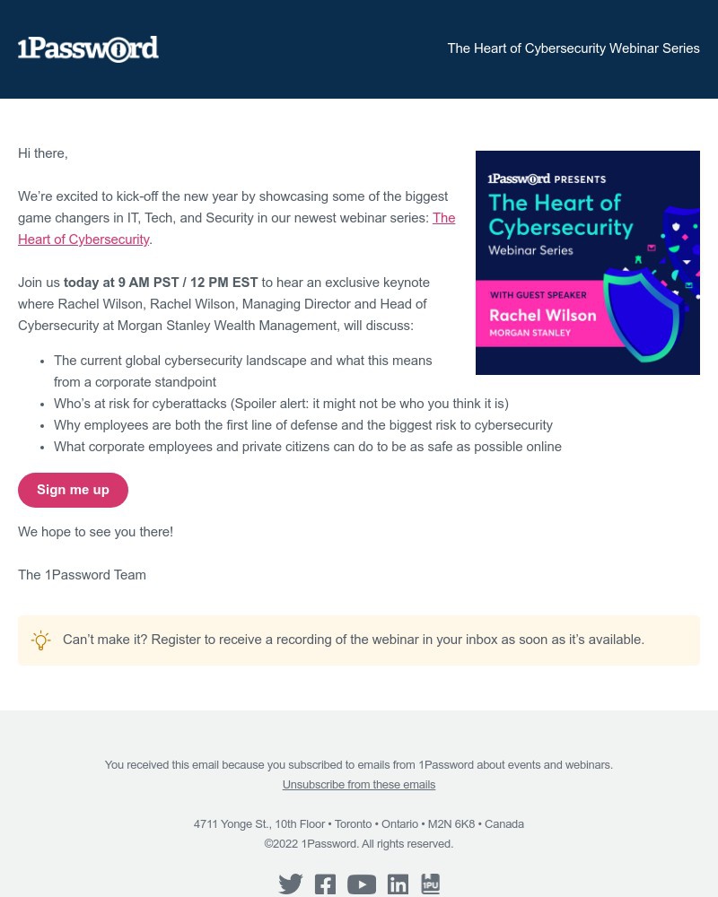 1Password - π Happening today: The Heart of Cybersecurity Influencer Series π