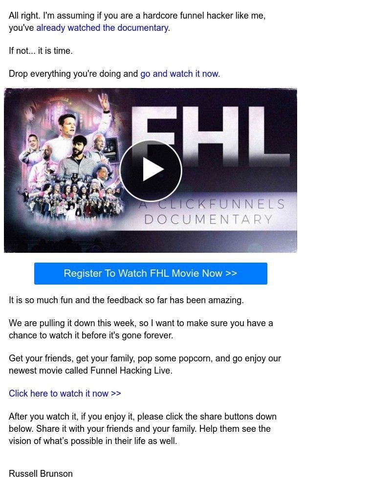 ClickFunnels - have you watched it yet? it comes down this week... (FHL Movie)