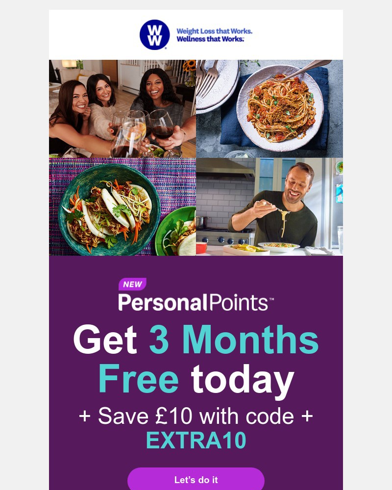 WW (Weight Watchers) - Here is 3 months FREE and an extra £10 off - Ends today!