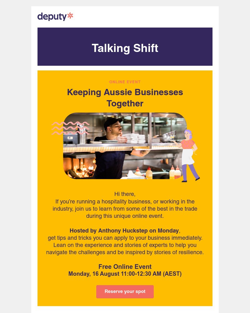 Deputy - Hi James, let's talk shift! Let's Keep Aussie Businesses Together