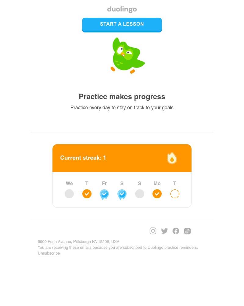 Duolingo - Hi Sarah, here’s your daily French reminder!