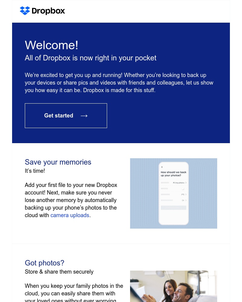 Dropbox - Hi Sarah, welcome to Dropbox!