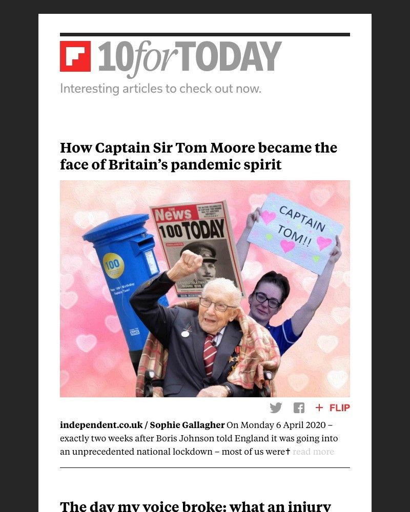 Flipboard - How Captain Sir Tom Moore became the face of Britain’s pandemic spirit