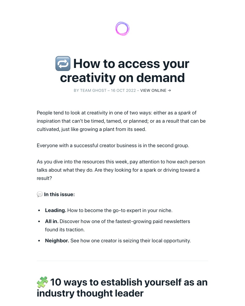 Ghost - 🔁 How to access your creativity on demand