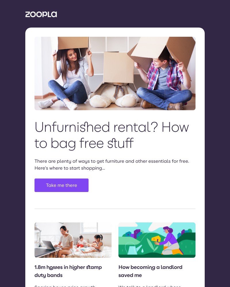 Zoopla - How to bag free stuff for an unfurnished rental
