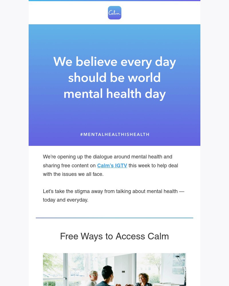 Calm - How to get free Calm for World Mental Health Day
