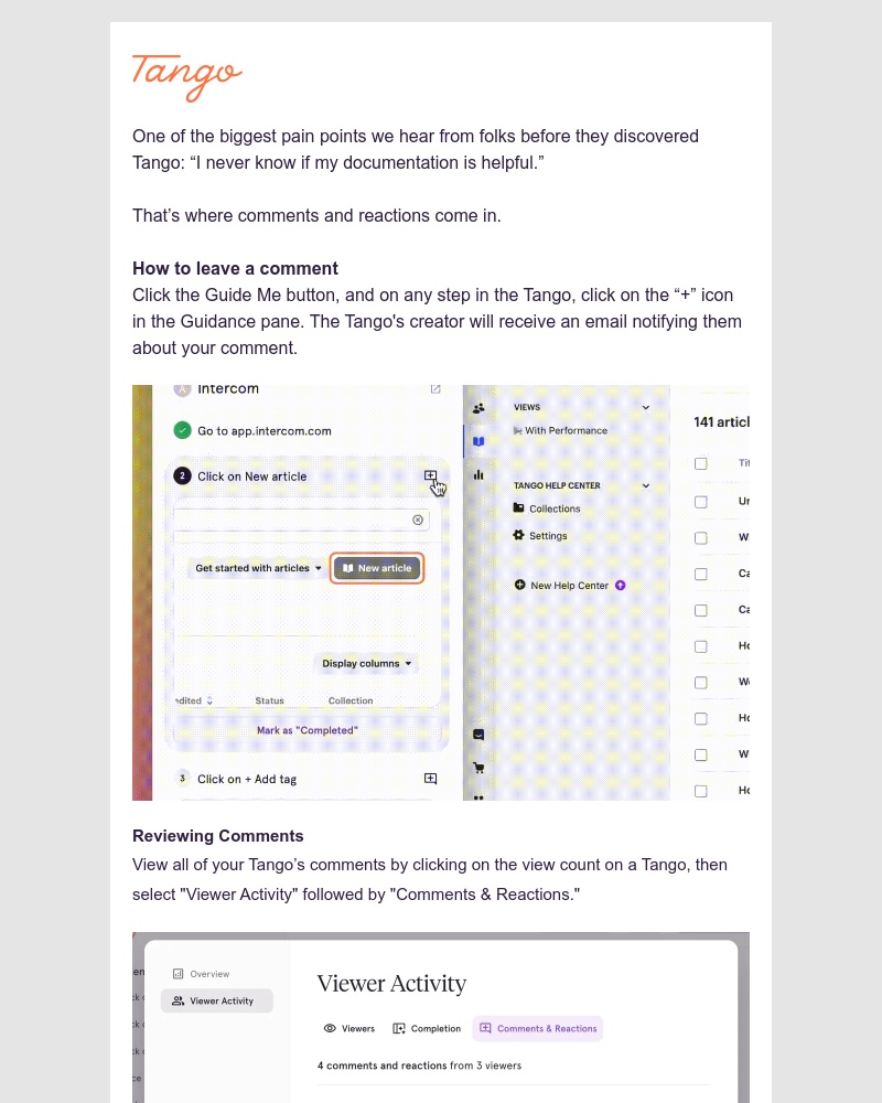 Tango - How to leave and view comments on your Tangos