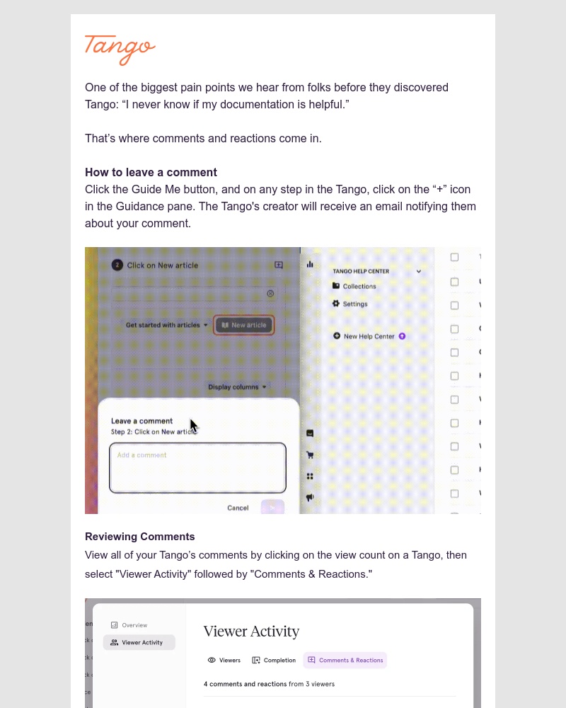 Tango - How to leave and view comments on your Tangos
