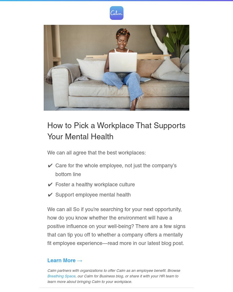 Calm - How to pick a workplace that supports your mental health