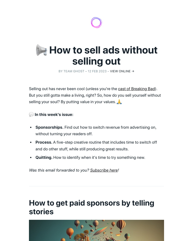 Ghost - 📢 How to sell ads without selling out