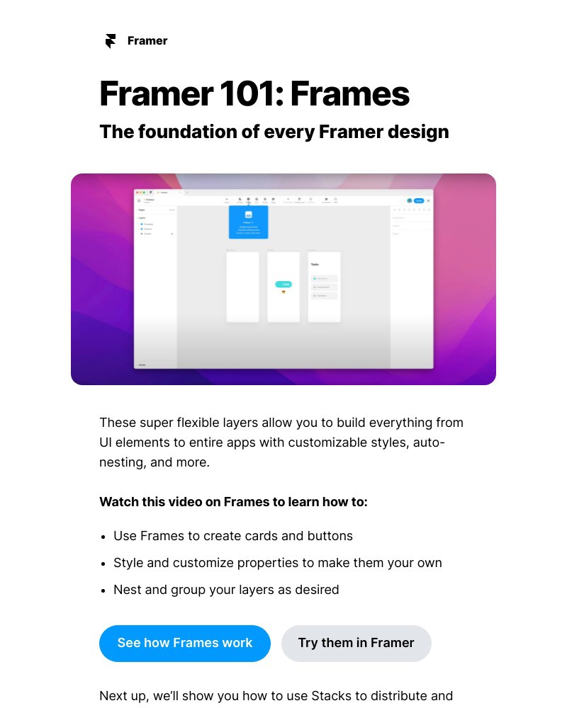Framer - How to start a design with Frames