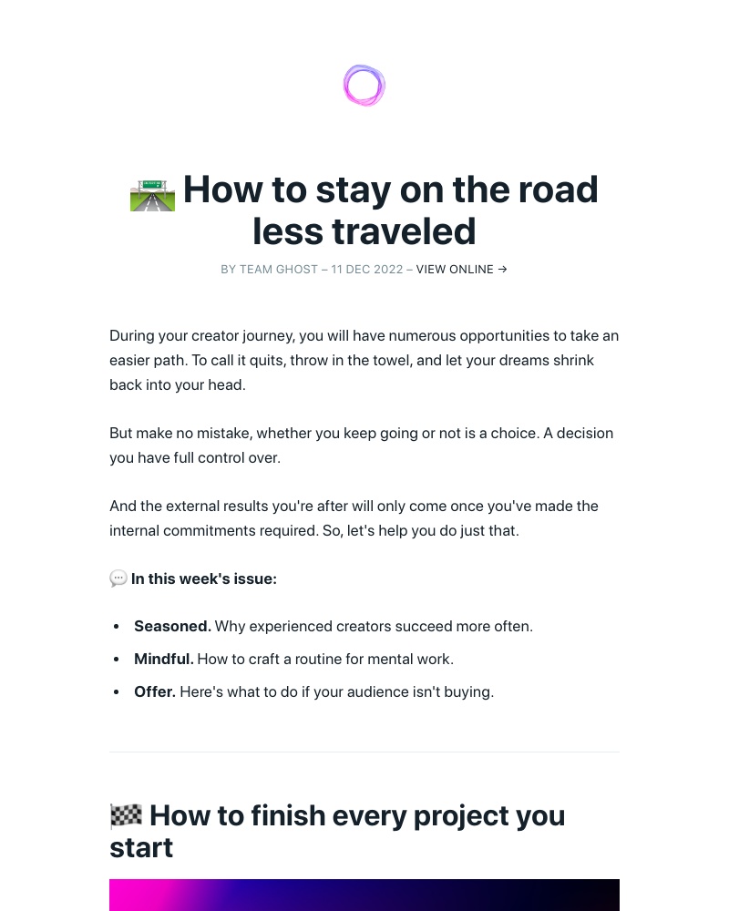 Ghost - 🛣️ How to stay on the road less traveled