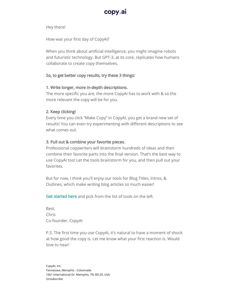 CopyAI - How was your first day?