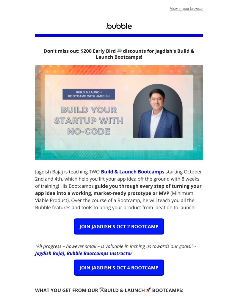 Bubble - Hurry! $200 EARLY BIRD discounts for Bubble Bootcamps