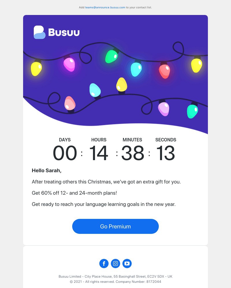 Busuu - Hurry! Our Christmas sale ends tonight β°