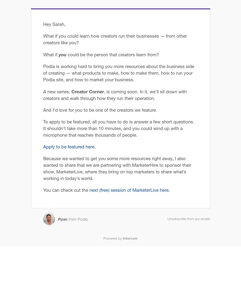 Podia - I want to feature you in Podia’s new series