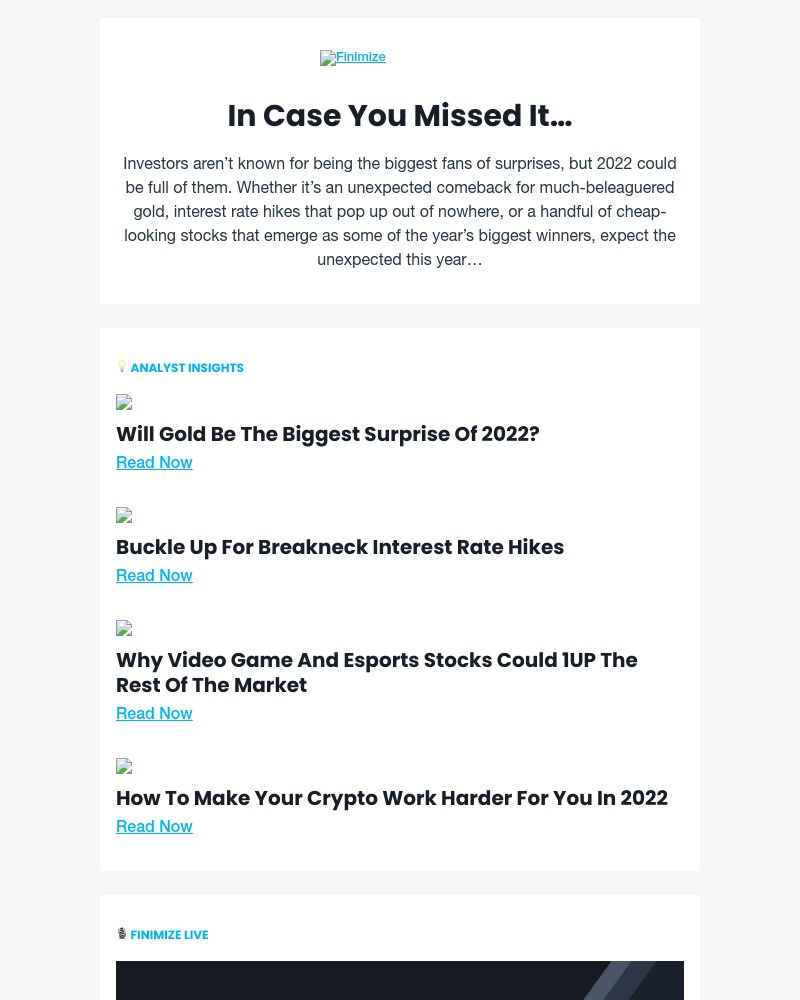 Finimize - 😮 ICYMI: 2022 has surprises in store…