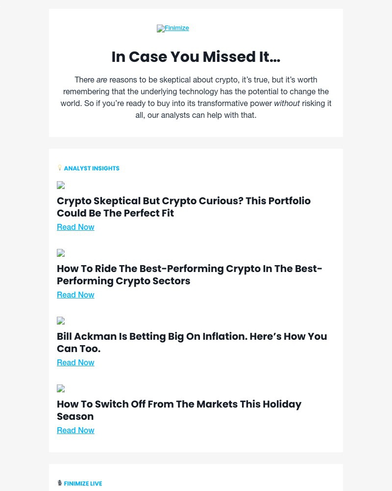 Finimize - 🤔 ICYMI: The perfect portfolio for the crypto skeptic