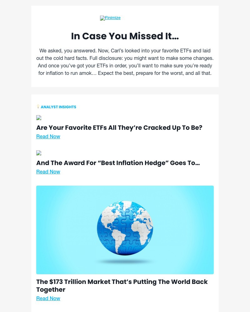 Finimize - 🤓 ICYMI: We assessed your favorite ETFs