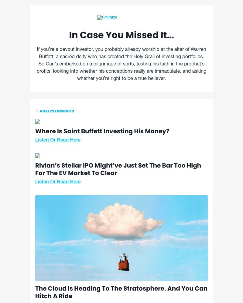 Finimize - 😇 ICYMI: Where's Buffett investing his money?