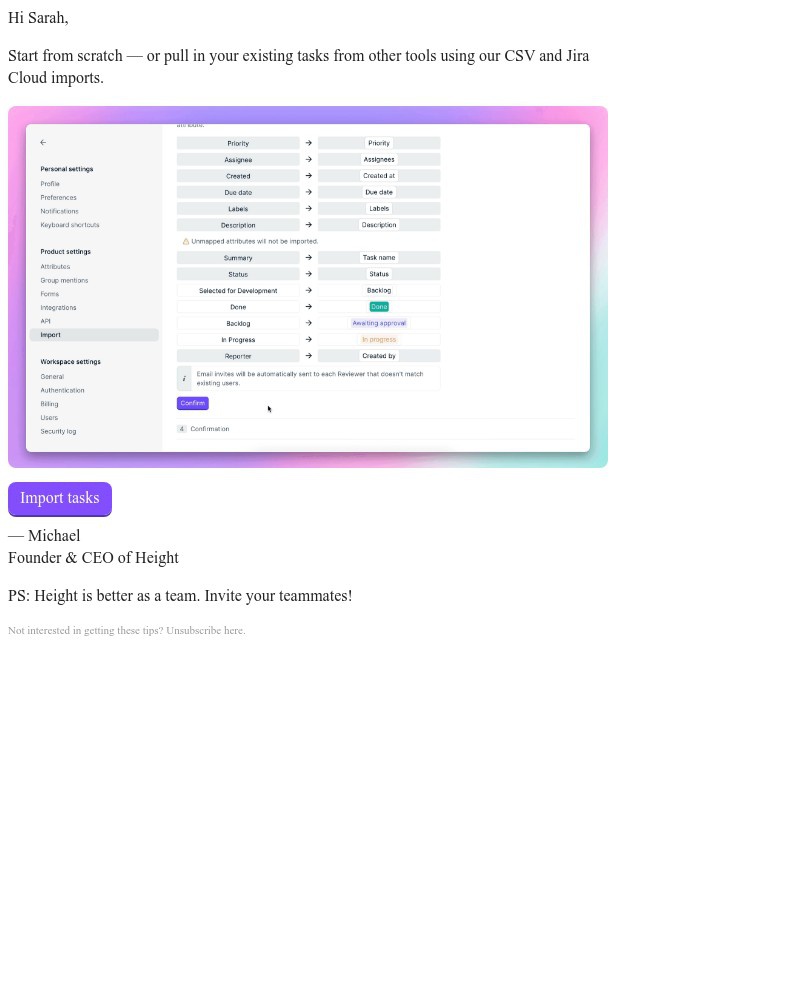 Height - Import your existing tasks and projects