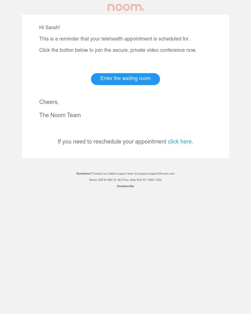 Noom - Important: Final appointment reminder for