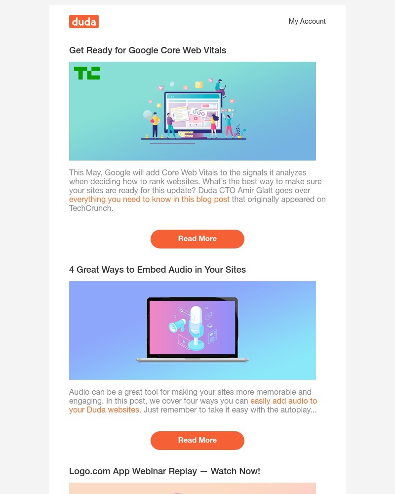Duda - Important Info on Google Core Web Vitals. Plus, Audio Embeds & Logos!