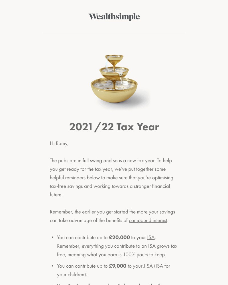 Wealthsimple - Important information for the 2021/22 tax year