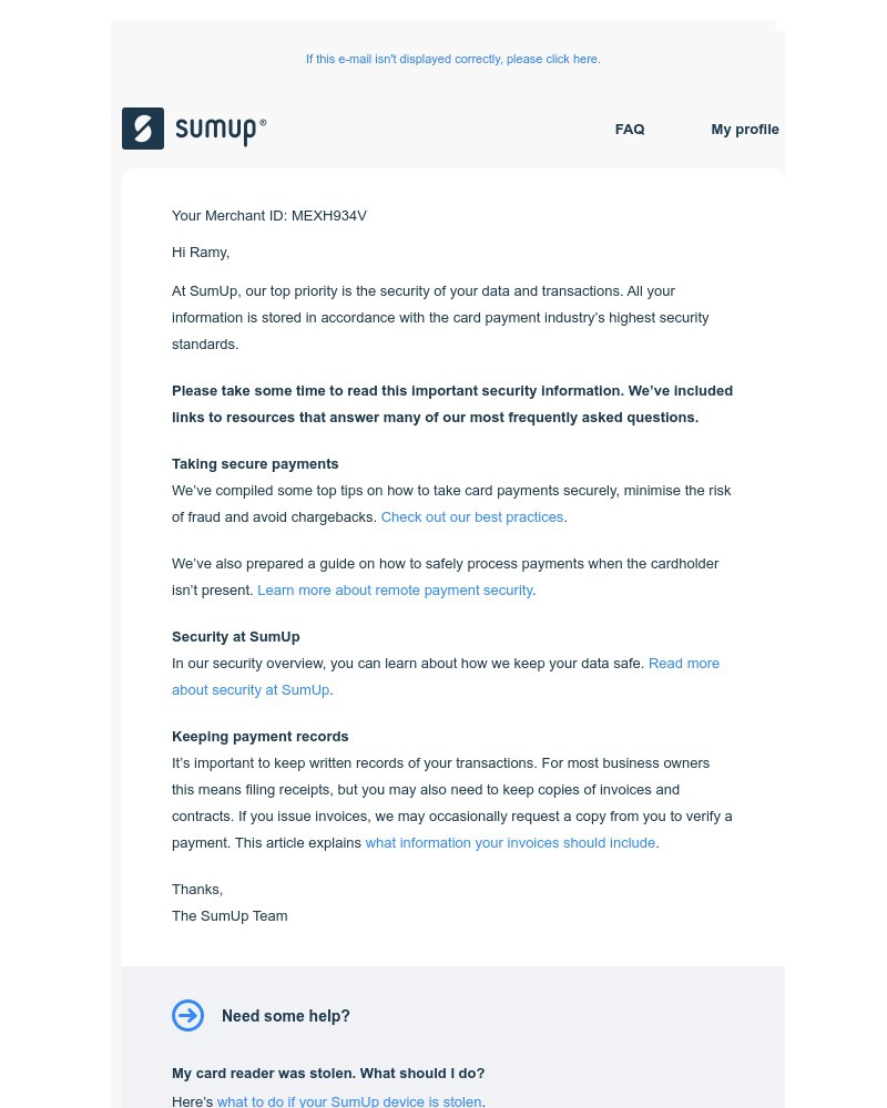 SumUp - Important security information from SumUp