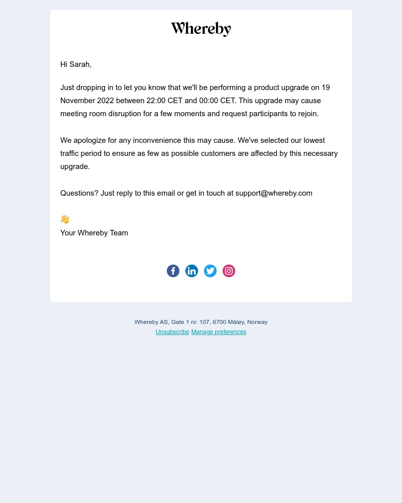 Whereby - Important update!