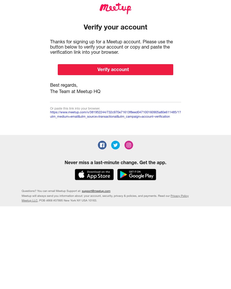 Meetup - Important: Verify your Meetup account