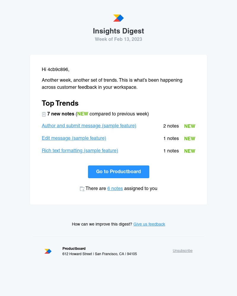 Productboard - Insights Digest - Week of Feb 13 for Moodjoy