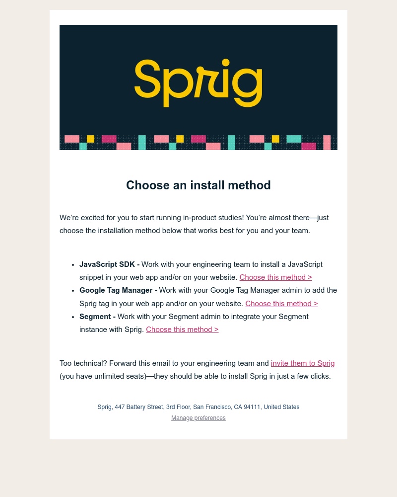 Sprig - Install Sprig to get started