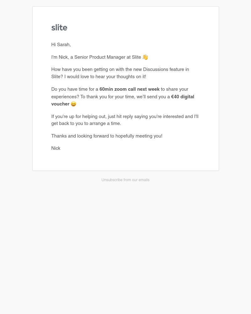 Slite - Interested in helping us improve Discussions in Slite?