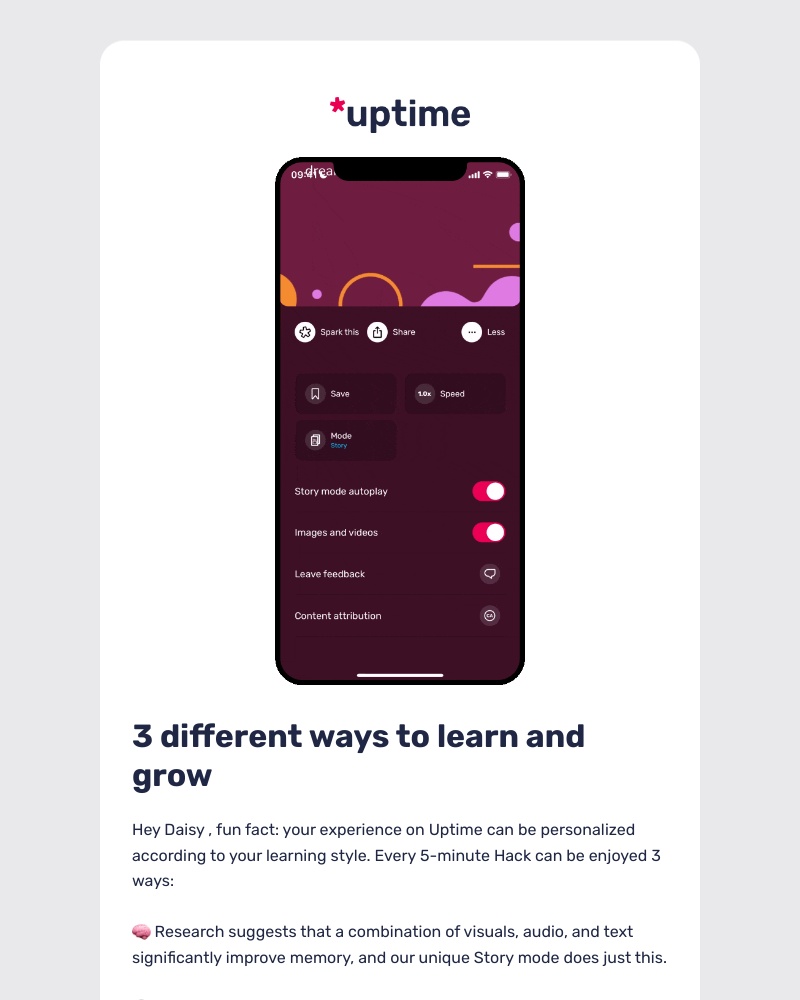 Uptime - Introducing Audio, Story, and Text Mode. 🤗