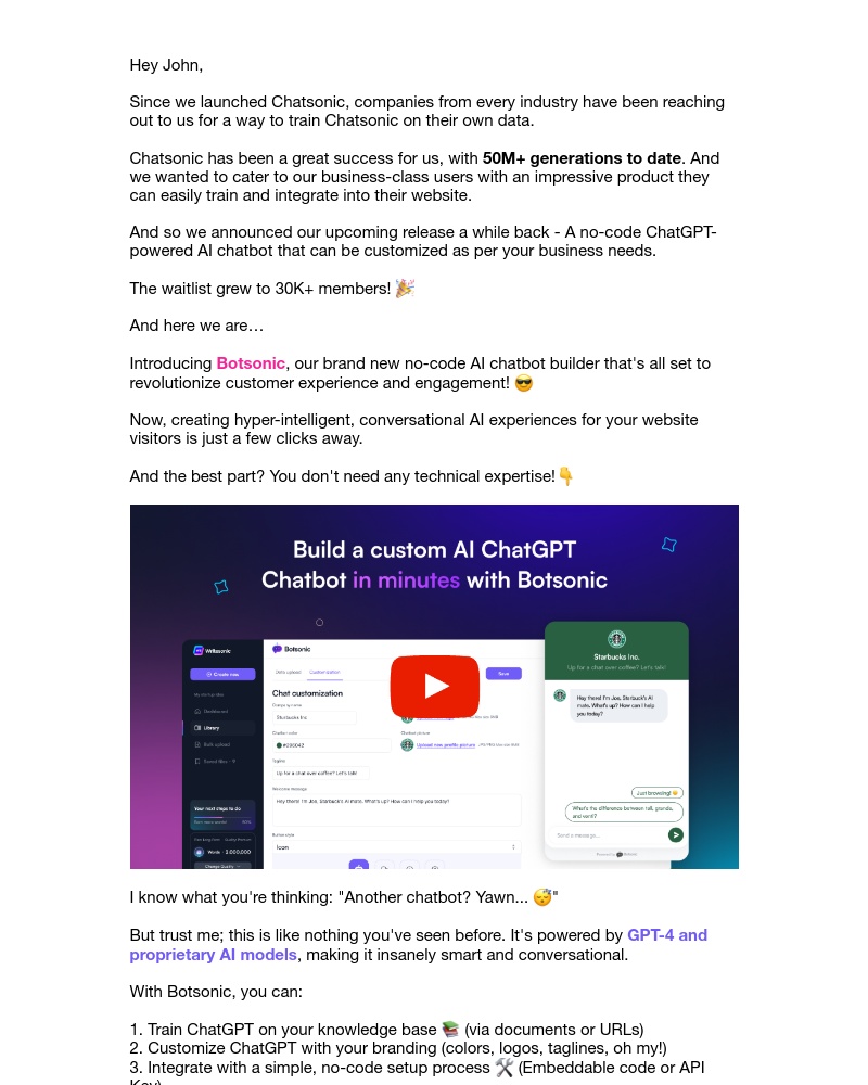 Writesonic - Introducing Botsonic: Train ChatGPT on your data!