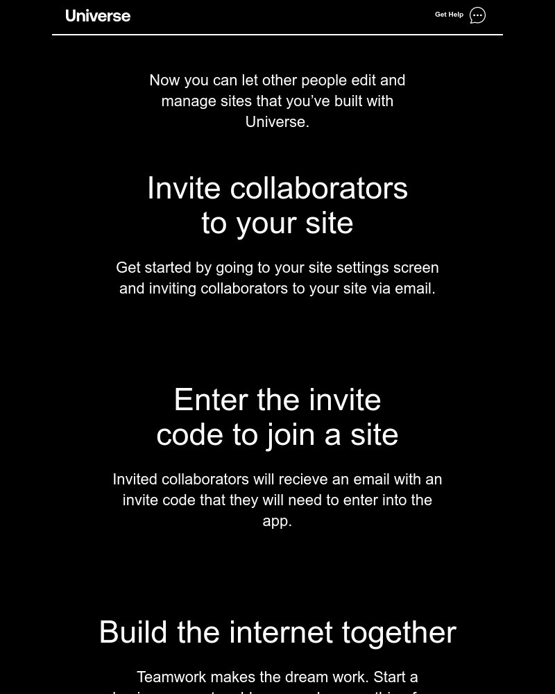 Universe - Introducing Universe Shared Sites