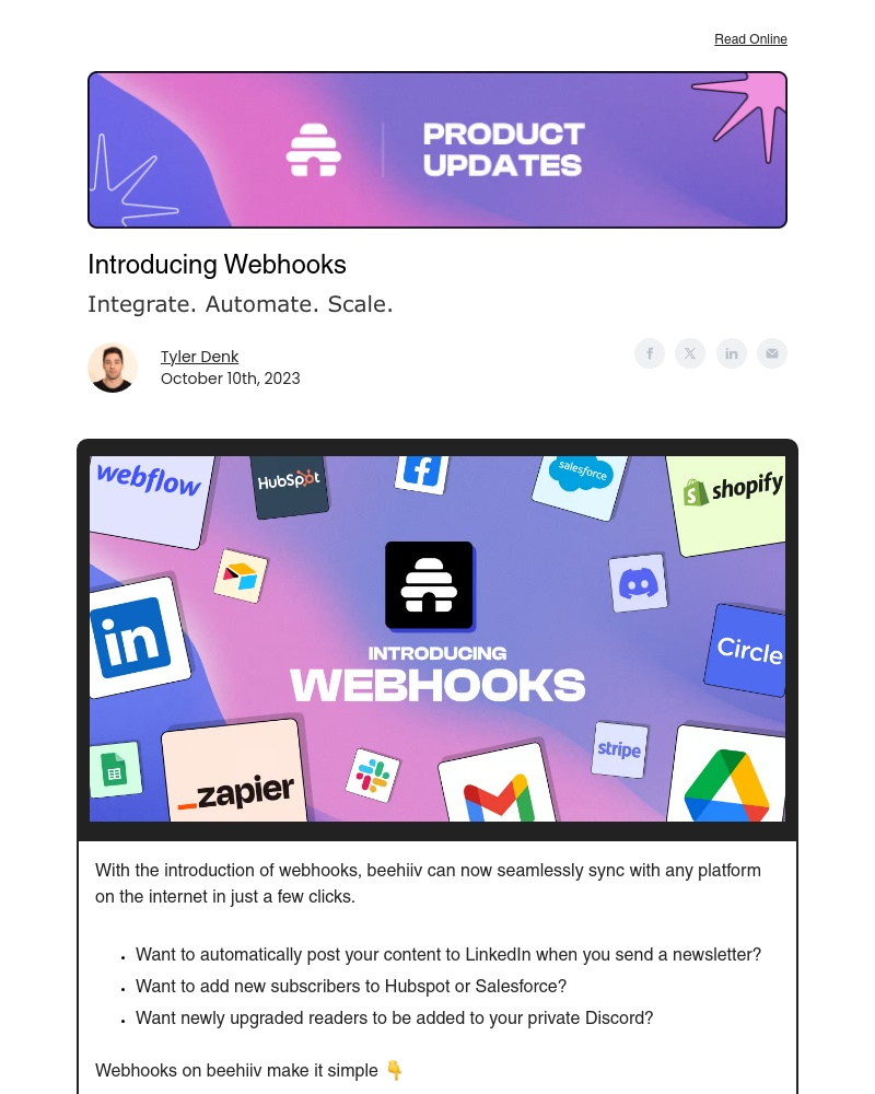 Beehiiv - Introducing Webhooks