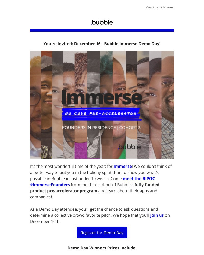 Bubble - INVITATION: Immerse Demo Day DEC 16!