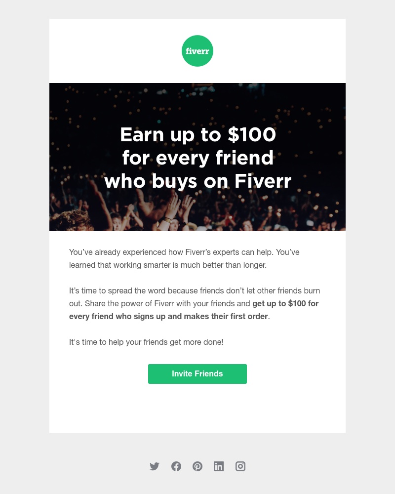 Fiverr - Invite Friends & Get UP TO $100