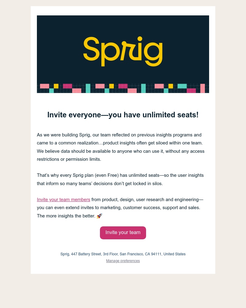 Sprig - Invite your team to Sprig