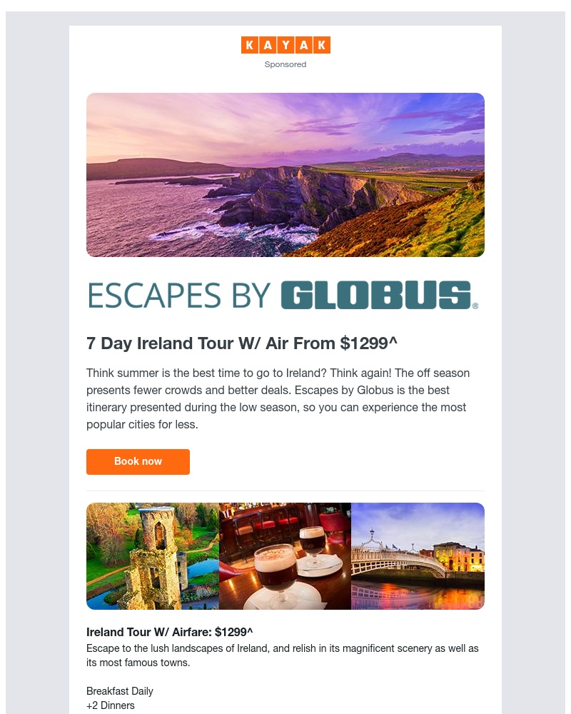 Kayak - Ireland Tour w/Air from $1,299 ✈