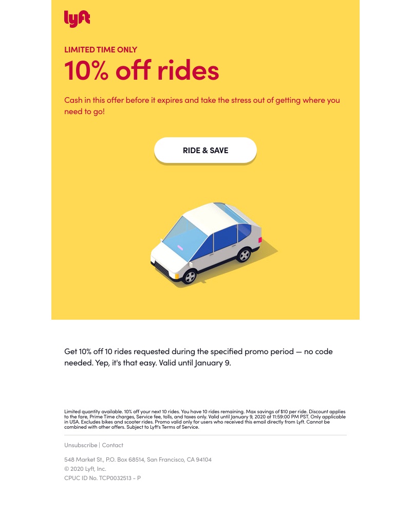 Lyft - It's time to activate 10% off rides