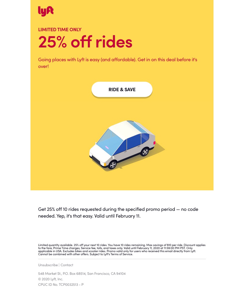 Lyft - It's time to activate 25% off rides