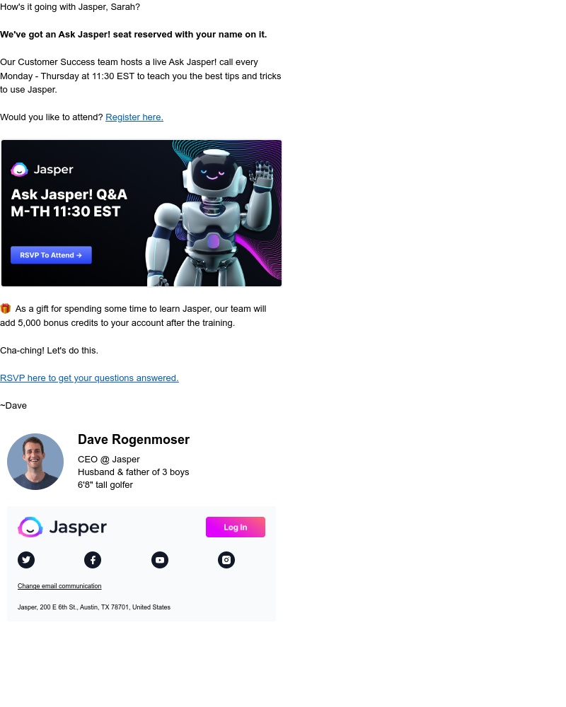 Jasper - Jasper Live 101 Training π 5k Bonus Credits For Attending