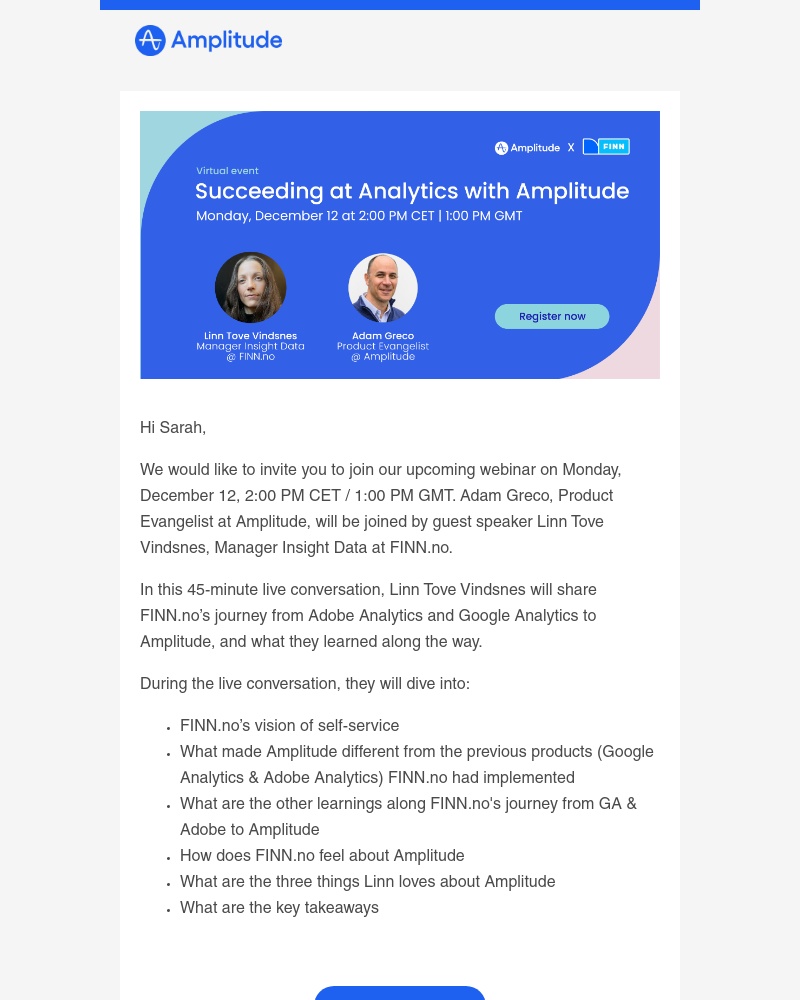 Amplitude - Join our live webinar to learn about FINN.no's journey from Adobe and GA to Amplitude