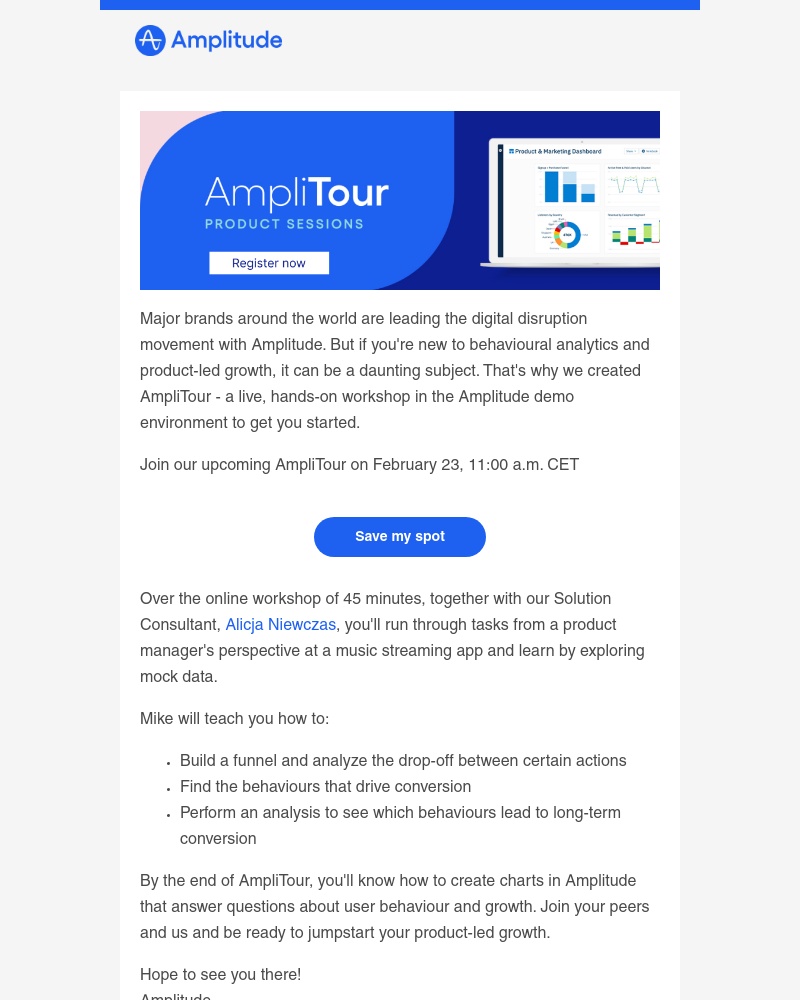 Amplitude - Join our upcoming AmpliTour workshop